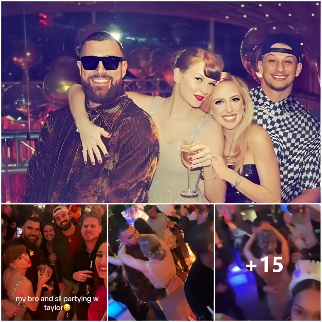 Taylor Swift wraps a loving arm around Travis Kelce as they pose with ...